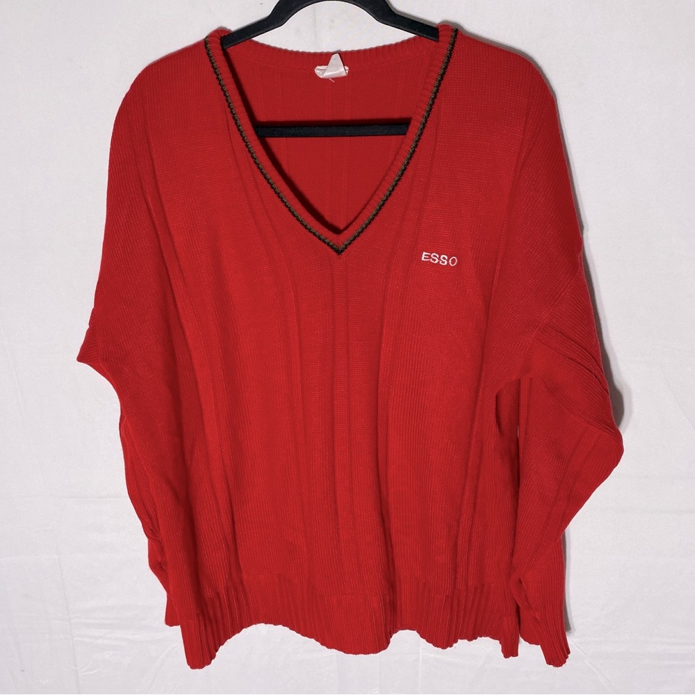 Vintage Mitex Sportswear Red Knit V Neck Light Sweater L